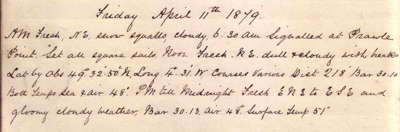 11 April 1879 journal entry